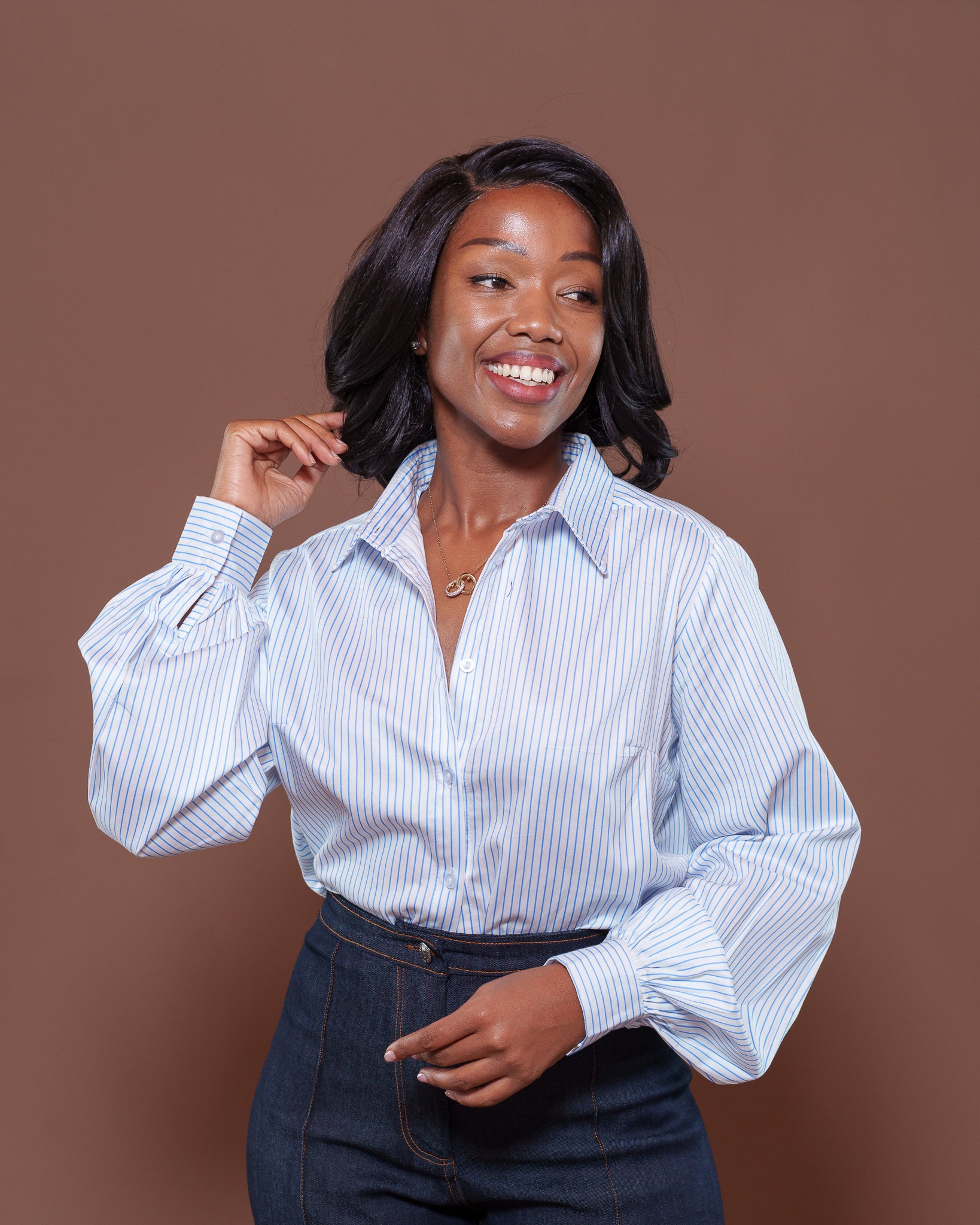 Odessy Stripped Shirt in Pearl